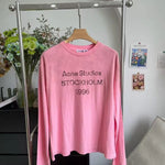 Long-Sleeve Shirt Cotton Jersey Vintage Front Print Crew Neck