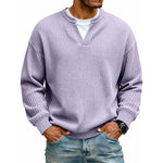 Long Sleeve T-Shirt Waffle Texture Faux Layered Look Relaxed Fit