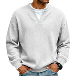 Long Sleeve T-Shirt Waffle Texture Faux Layered Look Relaxed Fit