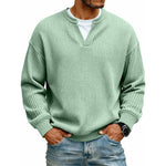 Long Sleeve T-Shirt Waffle Texture Faux Layered Look Relaxed Fit