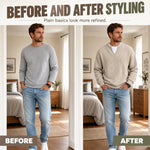 Long Sleeve T-Shirt Waffle Texture Faux Layered Look Relaxed Fit
