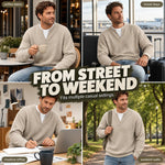 Long Sleeve T-Shirt Waffle Texture Faux Layered Look Relaxed Fit