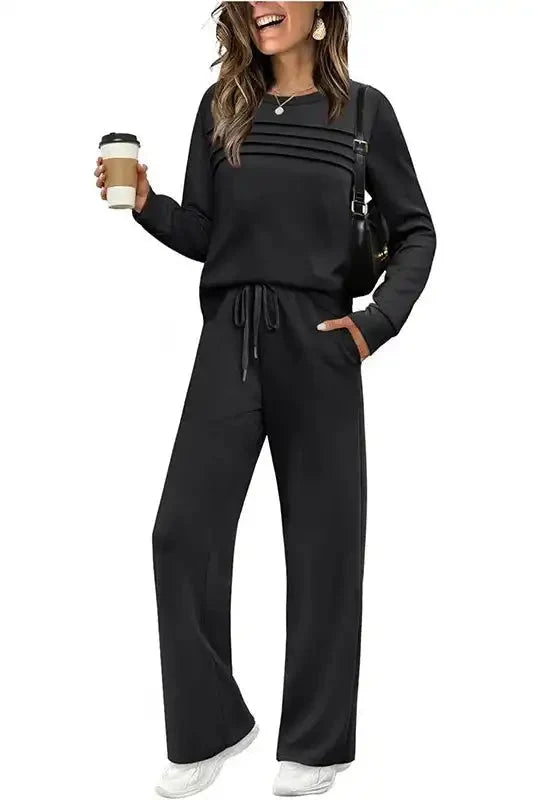 Lounge Set Cotton Stretch Relaxed Fit Drawstring Waist