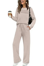 Lounge Set Cotton Stretch Relaxed Fit Drawstring Waist