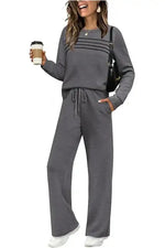 Lounge Set Cotton Stretch Relaxed Fit Drawstring Waist
