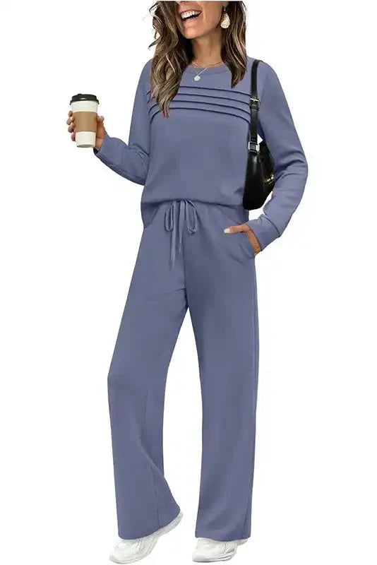 Lounge Set Cotton Stretch Relaxed Fit Drawstring Waist