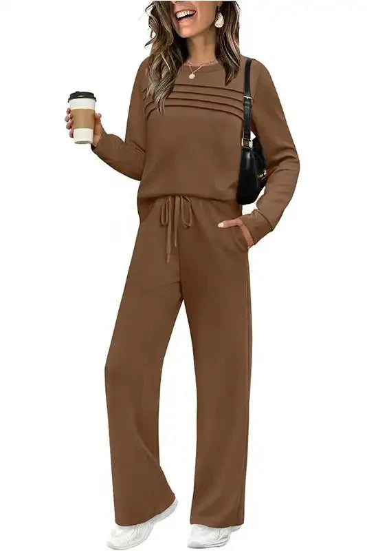 Lounge Set Cotton Stretch Relaxed Fit Drawstring Waist