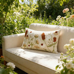 Lumbar Cushion Cover Hand-Embroidered Linen-Blend Chenille