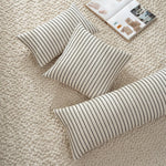 Lumbar Cushion Cover Handwoven Stripe Cotton-Linen Hidden Zipper