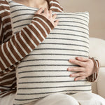 Lumbar Cushion Cover Handwoven Stripe Cotton-Linen Hidden Zipper