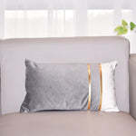 Lumbar Cushion Cover Velvet-Blend Front & Double Gold Stripes