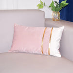 Lumbar Cushion Cover Velvet-Blend Front & Double Gold Stripes