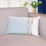 Lumbar Cushion Cover Velvet-Blend Front & Double Gold Stripes
