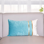 Lumbar Cushion Cover Velvet-Blend Front & Double Gold Stripes