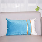 Lumbar Cushion Cover Velvet-Blend Front & Double Gold Stripes