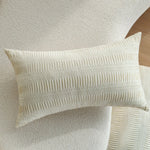 Lumbar Pillow Cover Gathered Pleat Velvety Polyester Blend Concealed Zipper