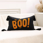 Lumbar Pillow Cover Halloween Boo Cotton-Linen Hidden Zipper