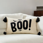 Lumbar Pillow Cover Halloween Boo Cotton-Linen Hidden Zipper
