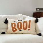 Lumbar Pillow Cover Halloween Boo Cotton-Linen Hidden Zipper