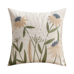 Lumbar Pillow Cover Hand-Embroidered Tufted Floral Cotton-Linen