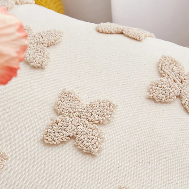 Lumbar Pillow Cover Hand-Tufted Cotton-Linen Concealed Zipper