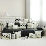 Lumbar Pillow Cover Hand-Tufted Diamond Tassels Woven Cotton Blend