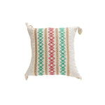Lumbar Pillow Cover Handwoven Cotton Hidden Zipper & Tassels