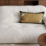 Lumbar Pillow Cover Linen-Blend Velvet Trim Fade-Resistant Print