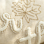 Lumbar Pillow Cover Linen-Texture Fabric & Chenille Leaf Applique