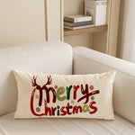 Lumbar Pillow Cover Merry Christmas Print Microfiber & Hidden Zipper