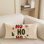 Lumbar Pillow Cover Merry Christmas Print Microfiber & Hidden Zipper