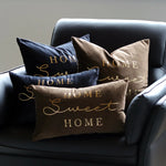 Lumbar Pillow Cover Plush Velvet Metallic Script Hidden Zipper