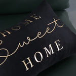 Lumbar Pillow Cover Plush Velvet Metallic Script Hidden Zipper