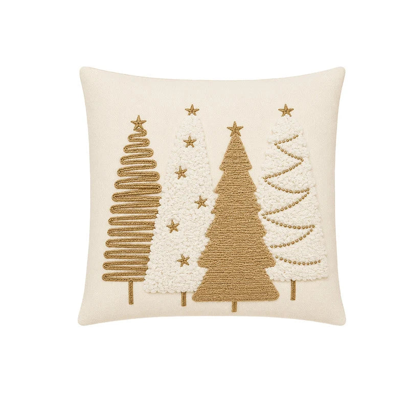 Lumbar Pillow Cover Sherpa & Raised Embroidery Zip Closure