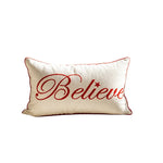 Lumbar Pillow Cover Sherpa & Raised Embroidery Zip Closure