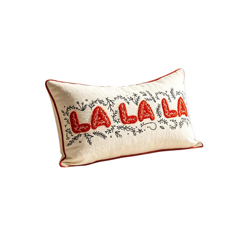 Lumbar Pillow Cover Sherpa & Raised Embroidery Zip Closure
