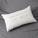 Lumbar Pillow Cover Soft-Touch Fabric Metallic Script Embroidery