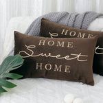 Lumbar Pillow Cover Soft-Touch Fabric Metallic Script Embroidery