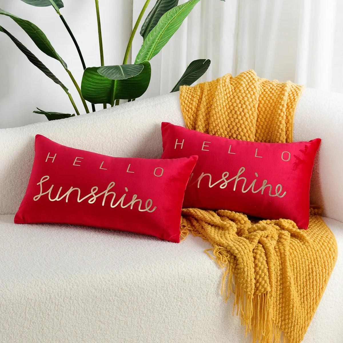 Lumbar Pillow Cover Soft-Touch Fabric Metallic Script Embroidery