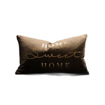 Lumbar Pillow Cover Soft-Touch Fabric Metallic Script Embroidery