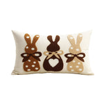 Lumbar Pillow Cover Tufted Bunny Applique Cotton-Linen Blend