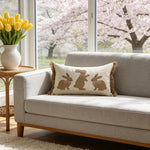 Lumbar Pillow Cover Tufted Bunny Applique Hidden Zipper
