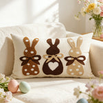 Lumbar Pillow Cover Tufted Bunny Applique Hidden Zipper