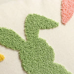 Lumbar Pillow Cover Tufted Bunny Applique Hidden Zipper