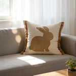 Lumbar Pillow Cover Tufted Bunny Applique Hidden Zipper