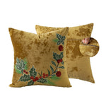 Lumbar Pillow Cover Velvet Embroidered Snowflakes & Bow Detail