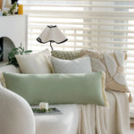 Lumbar Pillow Cover Velvety Microvelour Fringed Edges Concealed Zipper