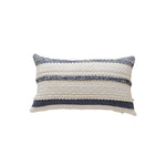 Lumbar Pillow Cover Woven Cotton Braided Trim Hidden Zipper