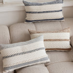 Lumbar Pillow Cover Woven Cotton Braided Trim Hidden Zipper