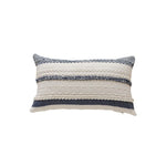 Lumbar Pillow Cover Woven Cotton Tufted & Braided Stripe